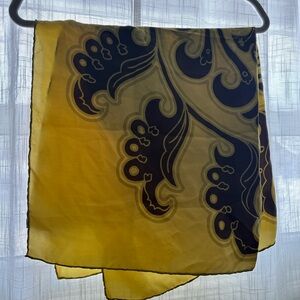 Vintage Yellow and Black Patterned Scarf